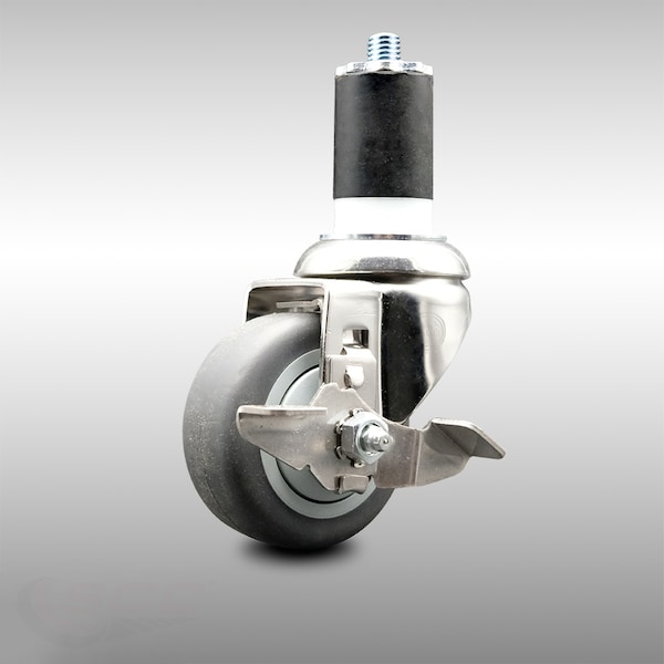Service Caster 3.5 Inch 316SS Thermoplastic Rubber Swivel 1-7/8 Inch Stem Caster Brake SCC SCC-SS316EX20S3514-TPRB-TLB-178 - main